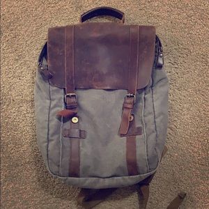 Men’s Leather Canvas Backpack